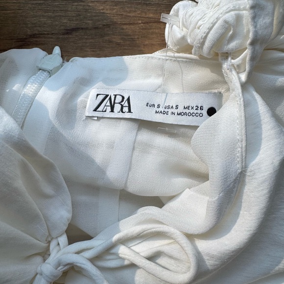 Zara White Ruffle-Strap Ruched Mini Dress - Picture 6 of 10